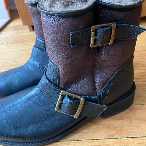 Trask shearling lined leather boots with buckles - Picture 2 of 5